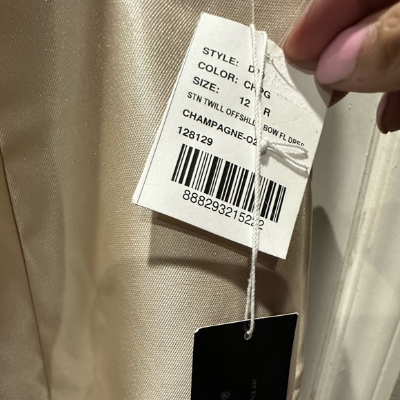 ALFRED SUNG D793 DRESS SATIN TWILL CHAMPAGNE Sz 12 NEW NWT OFF SHOULDER GOWN - Picture 5 of 7